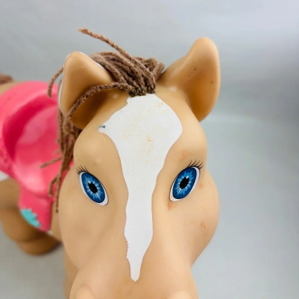 Vtg Cabbage Patch Kids CPK Crimp n Curl Pony Horse 1992 Tan White Pink Saddle